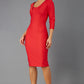 Model wearing the Seed in pencil dress design in red front image