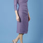 model is wearing diva catwalk seed fitzrovia sleeved pencil dress in dusky lilac front