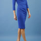 model is wearing diva catwalk donna sleeved pencil dress in cobalt blue front