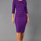 Model wearing the Seed in pencil dress design in imperial purple front image