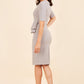 Model wearing the Diva Lynette dress in pencil dress design in grey back image