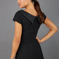 model wearing a diva catwalk Bowmore V-Neck A-line Dress cap sleeve in black colour