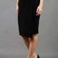 model is wearing diva catwalk antibe pencil asymmetric skirt with pleating at the front in black front