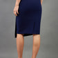model is wearing diva catwalk antibe pencil asymmetric skirt with pleating at the front in navy back