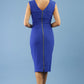 model is wearing Sleeveless marvel stretch Diva Roseberry pencil dress in Cobalt Royal Blue back
