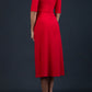 model is wearing diva catwalk mimi maxi sleeved dress with square neckline in scarlet red back