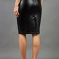 model wearing diva ashford faux leather pencil skirt in black back