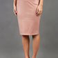 model wearing diva ashford faux leather pencil skirt in pink front