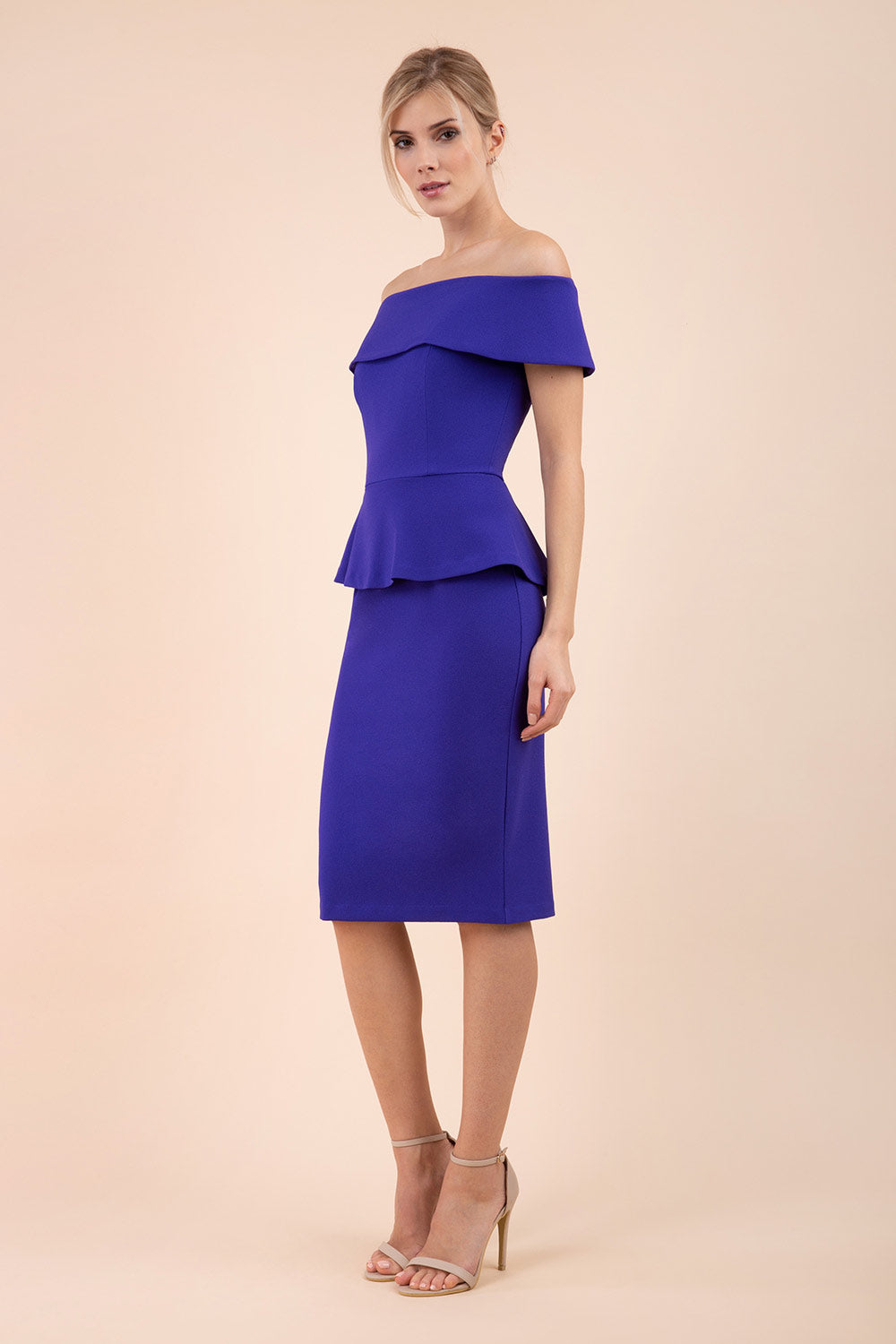 Blue peplum sales dress with sleeves