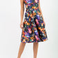 model wearing the Aldeburgh Print swing Dress with v-neck short sleeve front image
