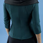 Diva Pleated Felicity 3/4 Sleeved Top With Duchess Satin Neckline Detail In Green Back