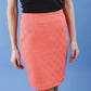 Diva Gina Short Pencil Skirt with Embodied design in Hot Coral Front