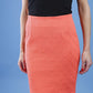 Diva Gina Short Pencil Skirt with Embodied design in Hot Coral Front