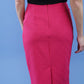 Diva Gina Pencil Skirt with Embodied design in Fuchsia Pink Back
