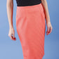 Diva Gina Pencil Skirt with Embodied design in Hot Coral Front