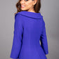 Model wearing Diva catwalk Opulus pencil dress in palace blue with three quarter sleeve figure fitted back image