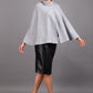 brunette model wearing diva catwalk hampstead cape known as shawl high neck in flint grey front