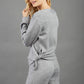 Model is wearing diva catwalk brody cashmere trousers long leg in flint grey colour back paired with diva long sleeve top