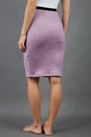 model is wearing diva catwalk elvira pencil pink skirt in soft cashmere fabric back