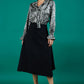 divacatwalk ricky long sleeve animal printed top with a  loose tie detail at the front in silver leopard print front
