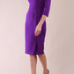 Model wearing diva catwalk Kinga 3/4 Sleeve pencil skirt dress Purple