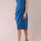 Model wearing diva catwalk Biscay Sleeveless Pleating pencil skirt dress in Tropical Teal