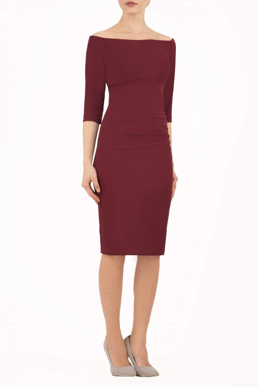 Astra Off Shoulder Sleeved Pencil Dress 