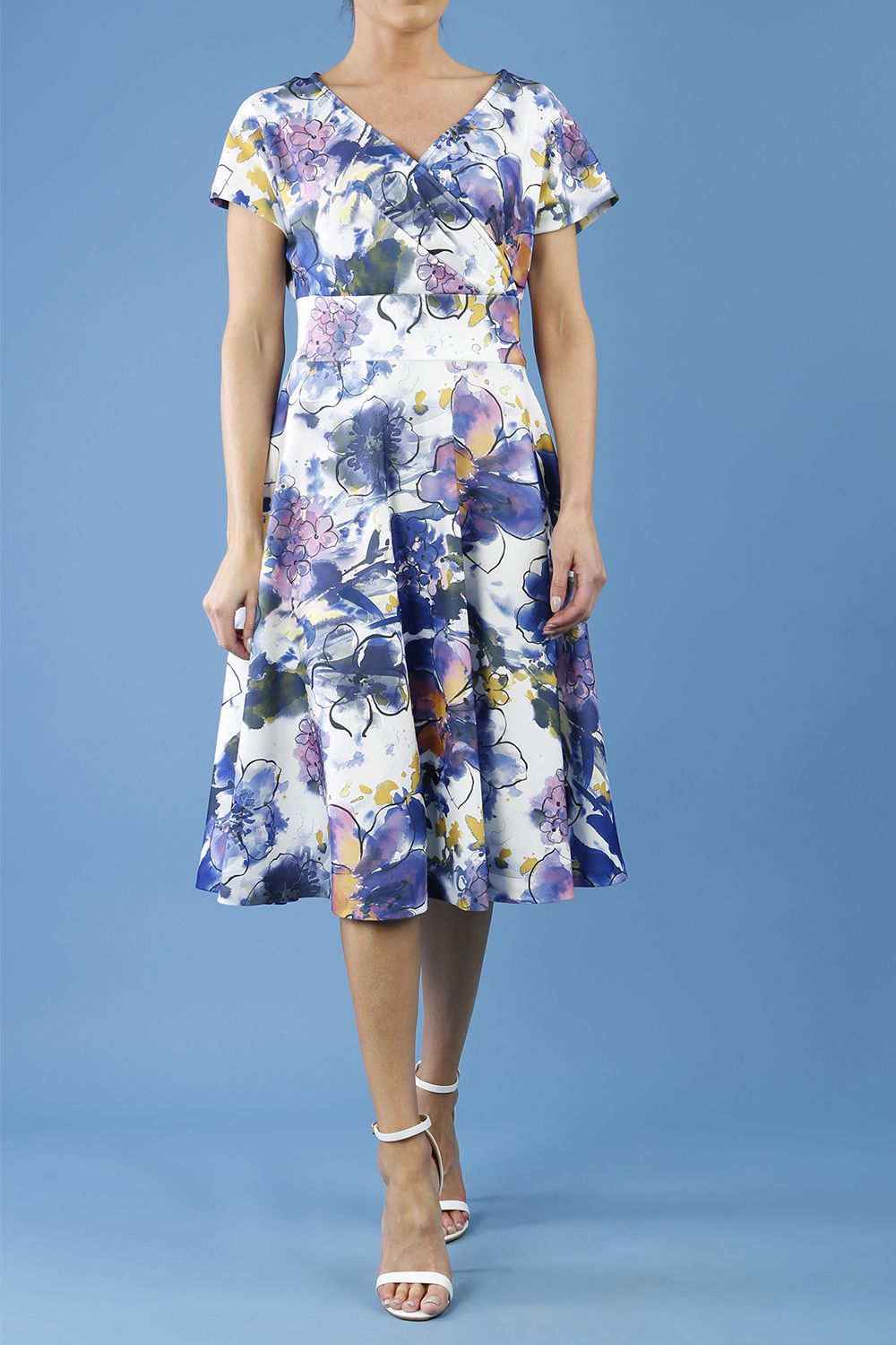 Boston Cap Sleeve Printed Swing Dress 