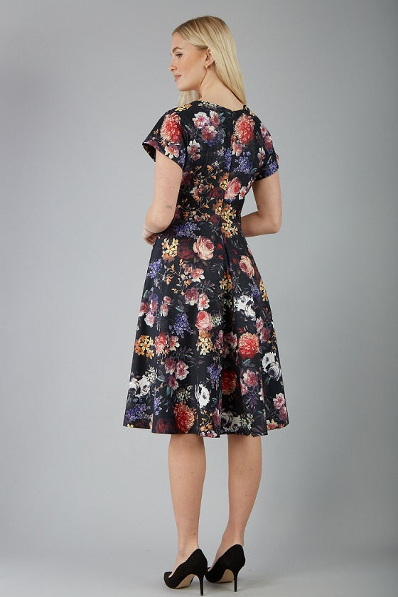 Boston Cap Sleeve Printed Swing Dress 
