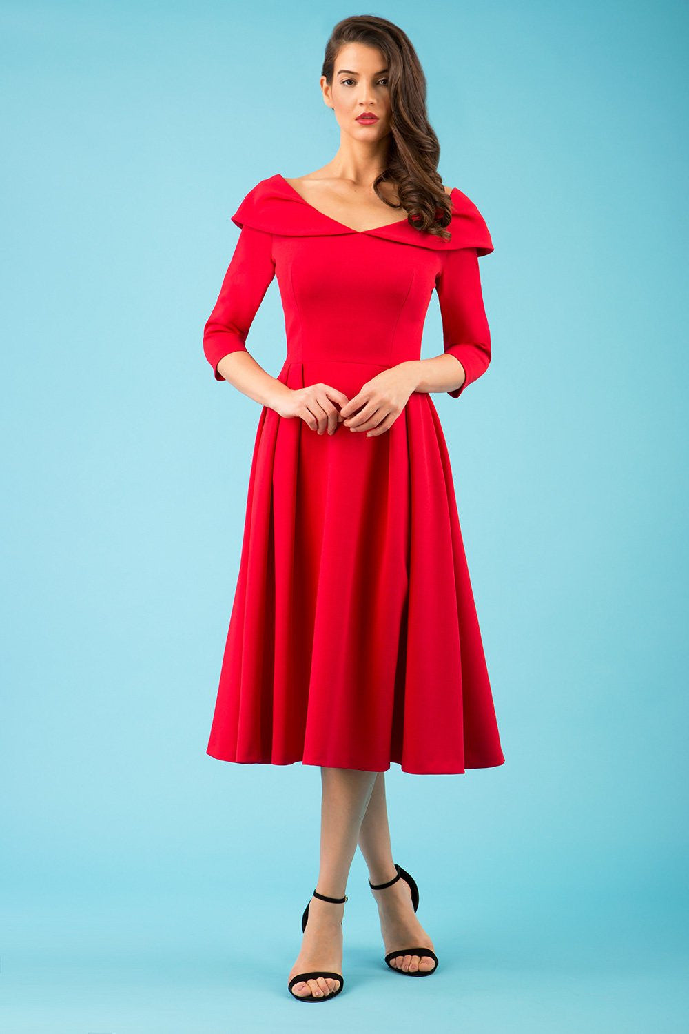 Chesterton 3/4 Sleeve A-Line Dress 