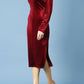Clipper High Neck Keyhole Velvet Dress 