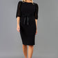 Diva Zermatt Lace Short Sleeved Black Pencil Dress with Belt Detail 