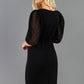 Diva Zermatt Lace Short Sleeved Black Pencil Dress with Belt Detail 