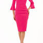 Durham Flute Sleeve Pencil Skirt Dress 
