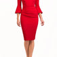 Durham Flute Sleeve Pencil Skirt Dress 