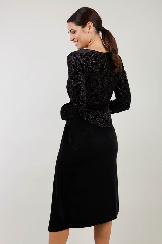 Eisinor Asymmetric Glitter Velvet Dress 