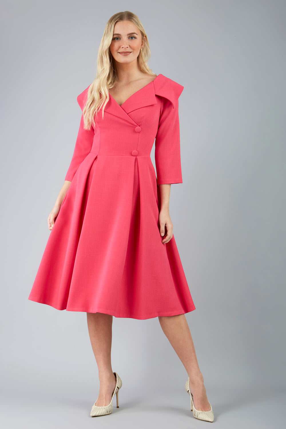 Gatsby Sleeved Oversized Collar Swing Dress 