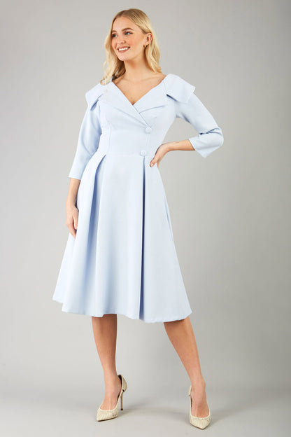 Gatsby Sleeved Oversized Collar Swing Dress 