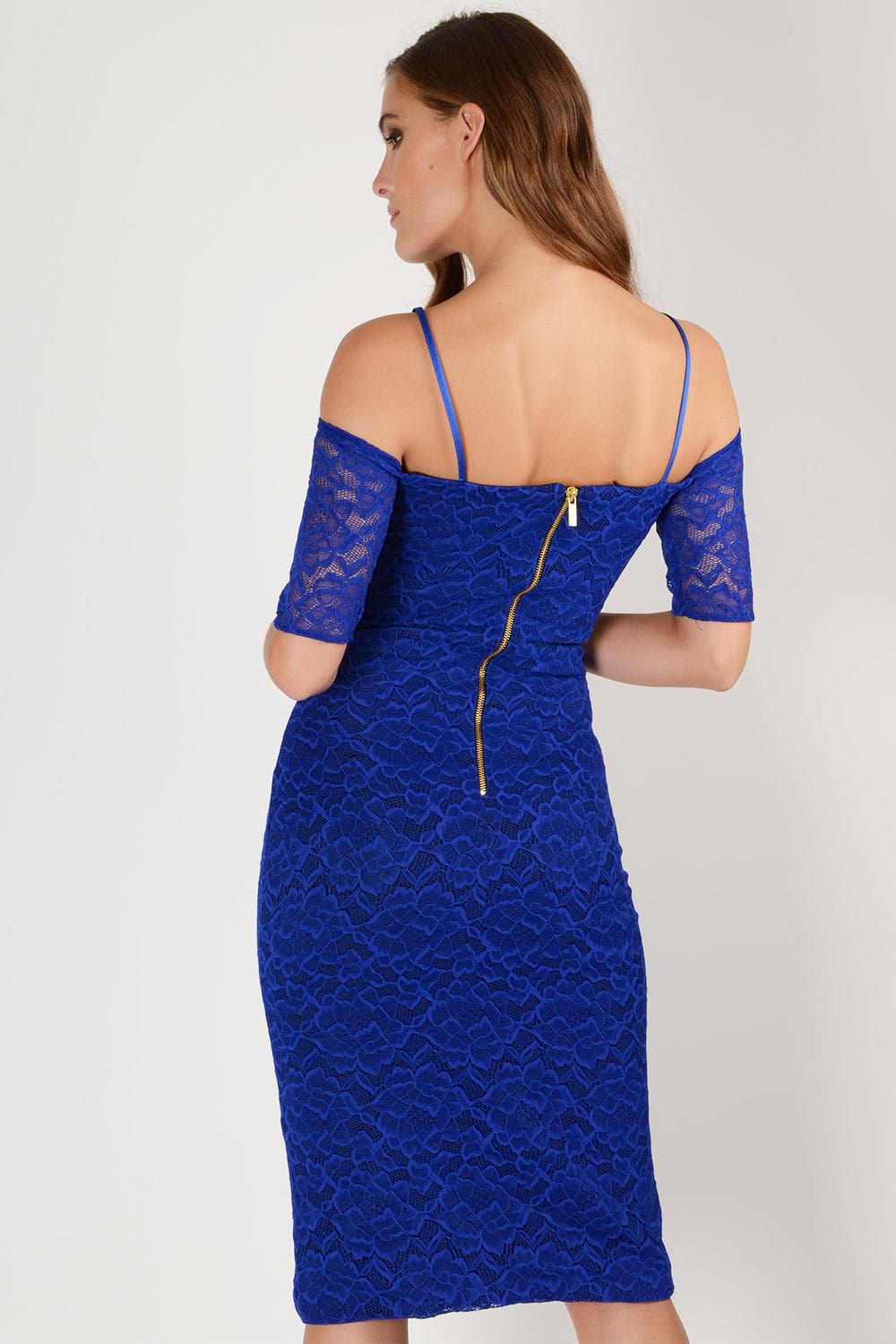 HYBRID ISLA CREPE BARDOT LACE DRESS 