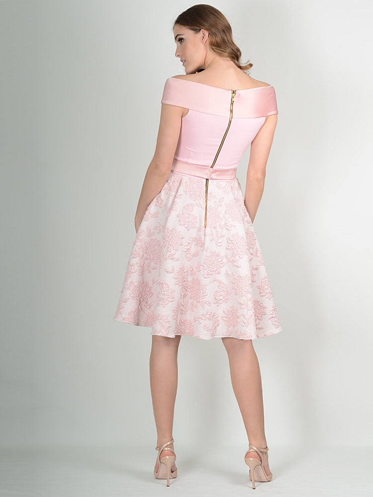 HYBRID JEAN OFF SHOULDER WRAP DRESS 