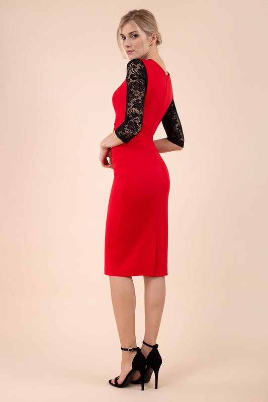 Haversham Contrast Lace Pencil Dress 