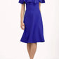 model is wearing diva catwalk layla plain a-line swing dress in indigo front