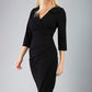 Liesel Low V-neck Sleeved Collared Wrap Pencil Dress 