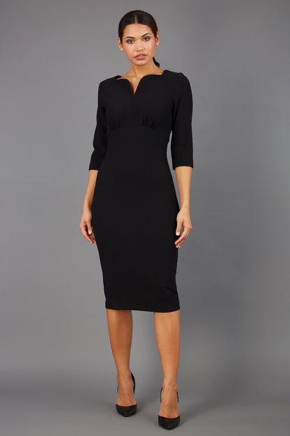 Lovelly Sweetheart Neckline Sleeved Pencil Dress 