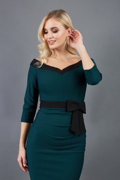 Luma Off Shoulder Bow detail Pencil Dress 