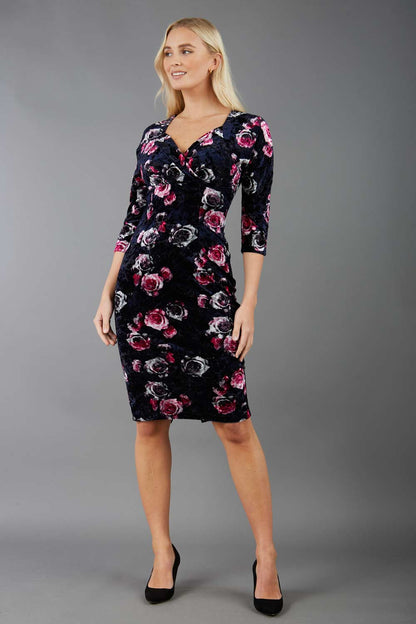 Madelyn Floral Velvet Pencil Dress 