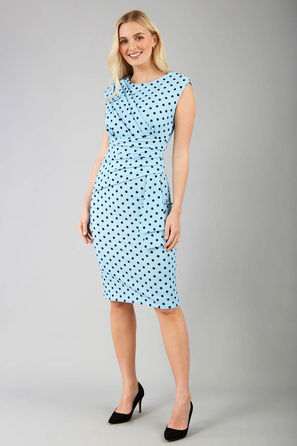 Perry Polka Dot Print Sleeveless Pencil Dress 