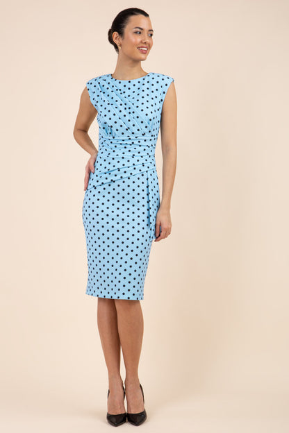 Perry Polka Dot Print Sleeveless Pencil Dress 