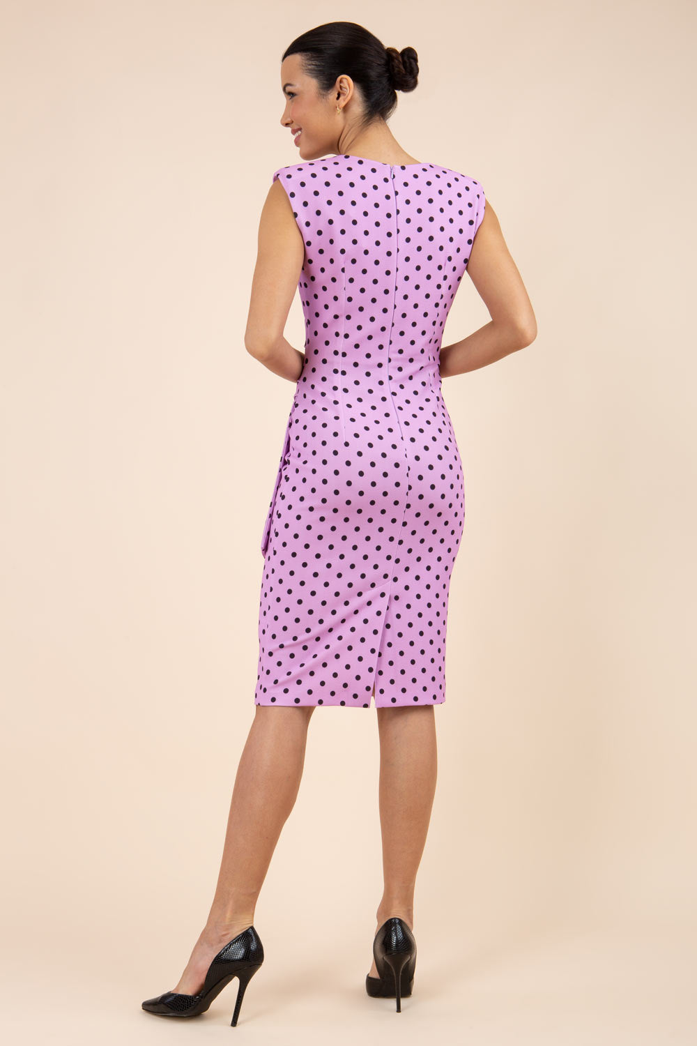 Perry Polka Dot Print Sleeveless Pencil Dress 