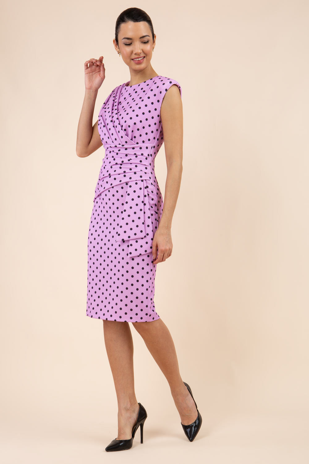 Perry Polka Dot Print Sleeveless Pencil Dress 